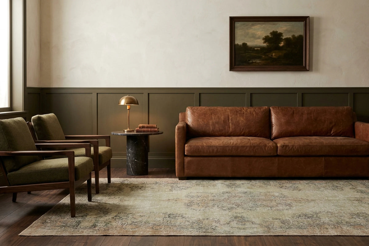 Beige Turkish rug in a styled room