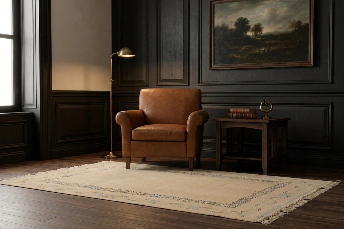 Beige Turkish rug in a styled room