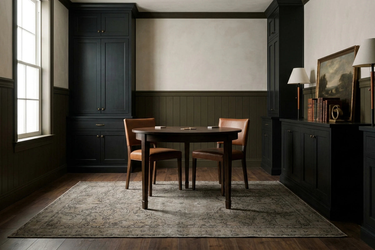 Beige Turkish rug in a styled room