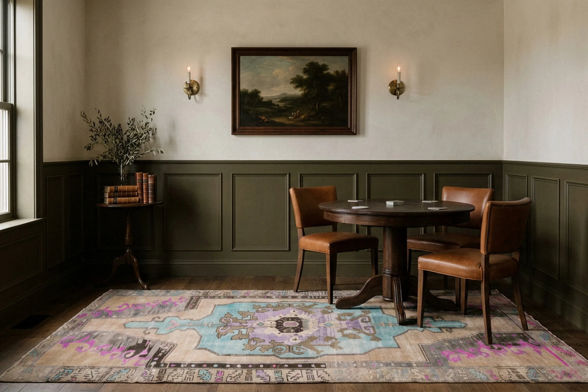 Beige Turkish rug in a styled room