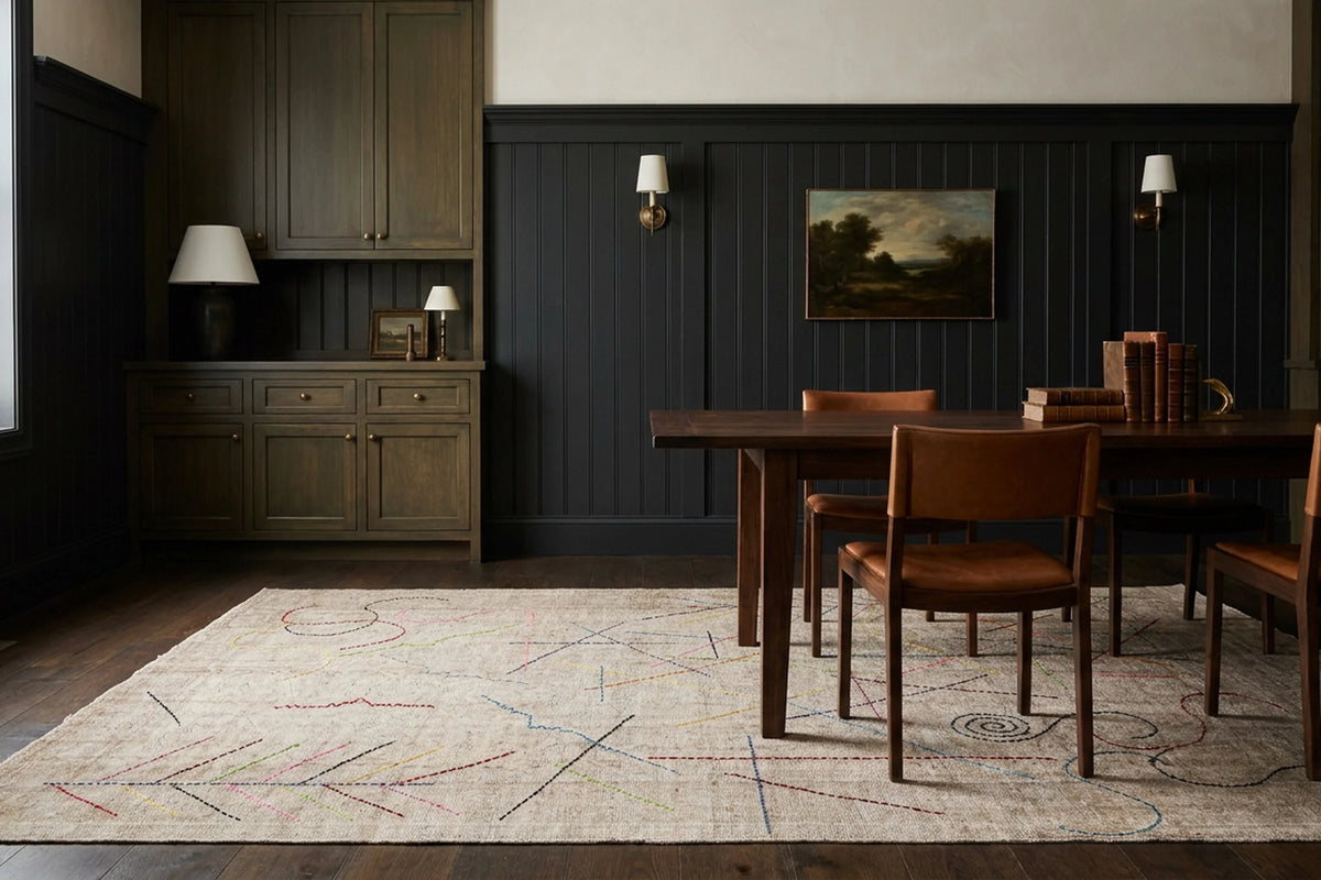 Beige Turkish rug in a styled room