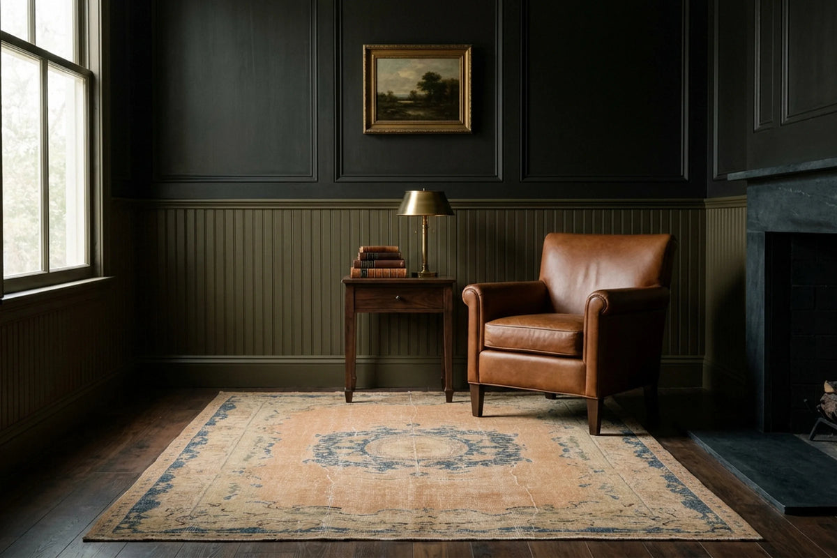 Beige Turkish rug in a styled room