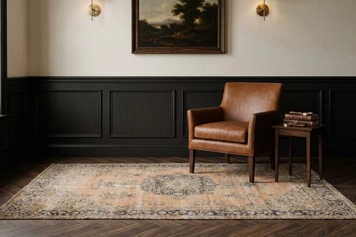 Beige Turkish rug in a styled room