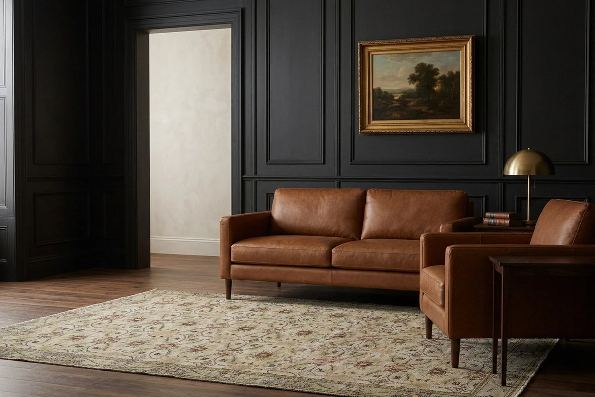 Beige Turkish rug in a styled room