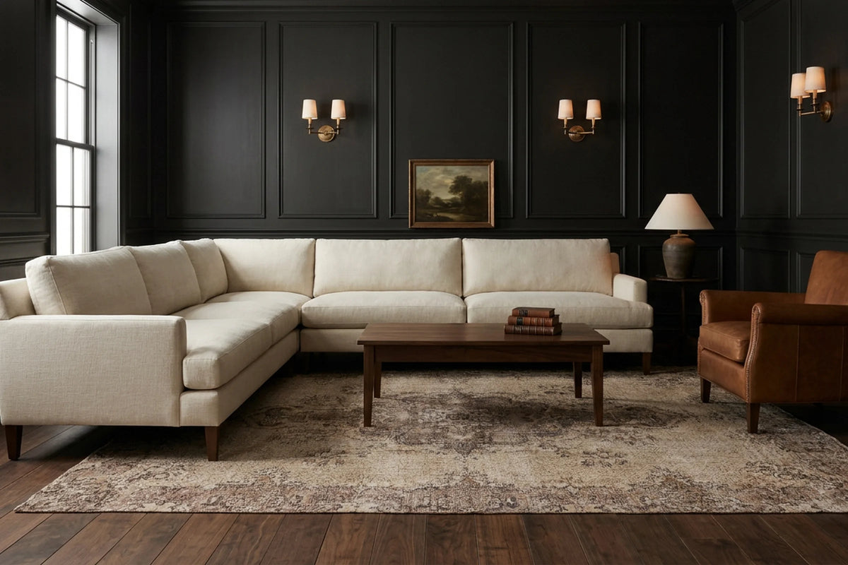 Beige Turkish rug in a styled room
