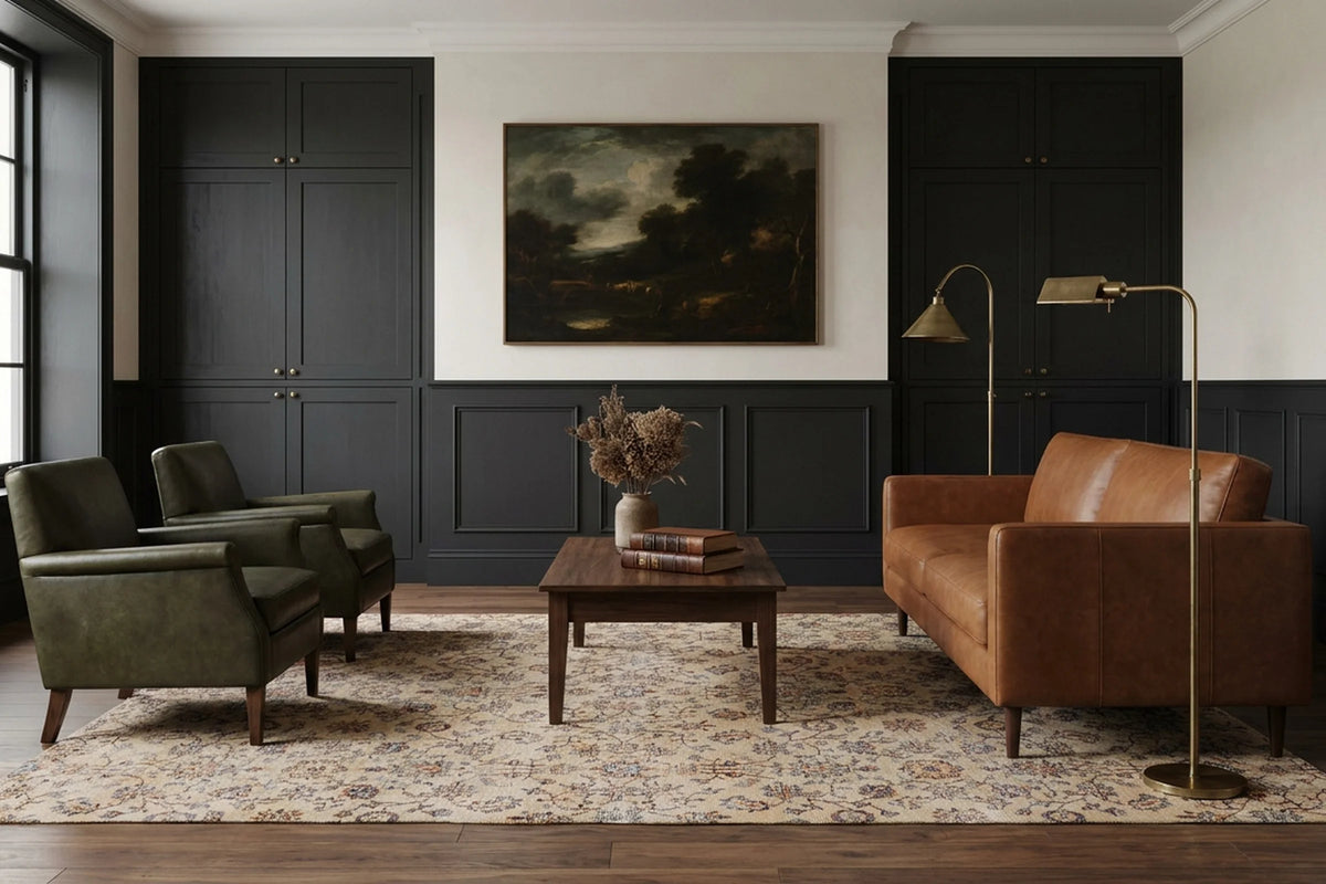 Beige Turkish rug in a styled room