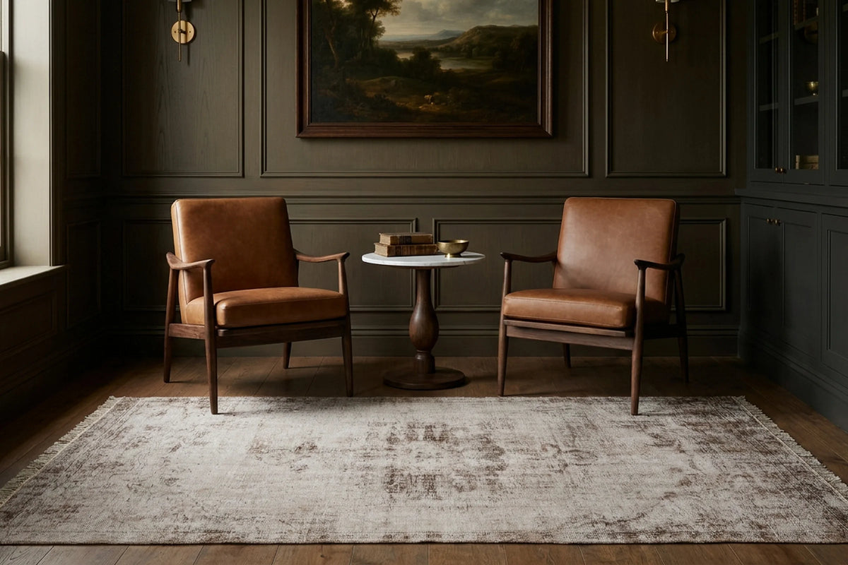 Beige Turkish rug in a styled room