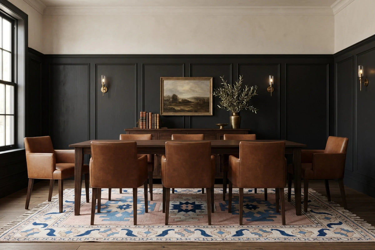 Beige Turkish rug in a dining room