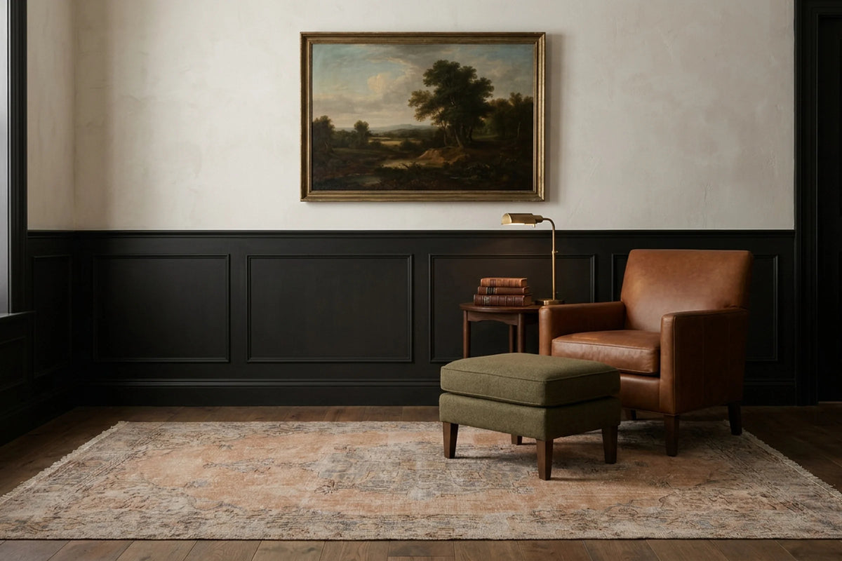 Beige Turkish rug in a styled room