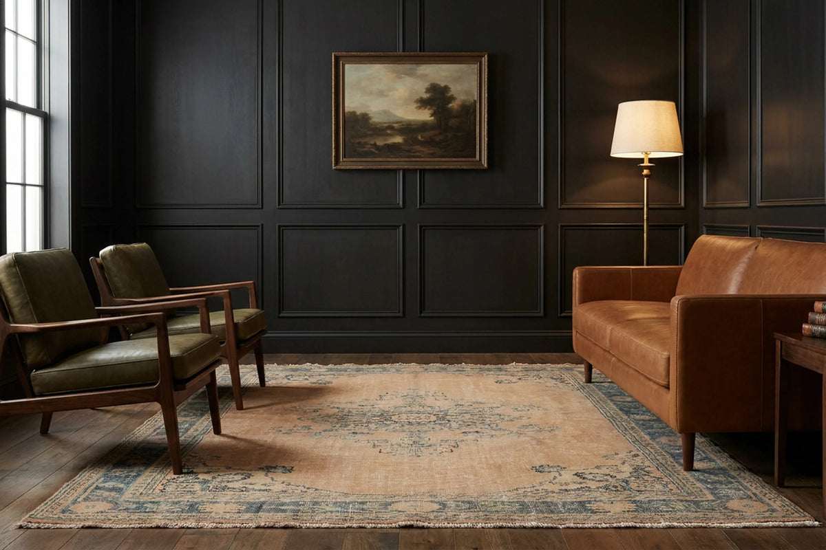 Beige Turkish rug in a living room