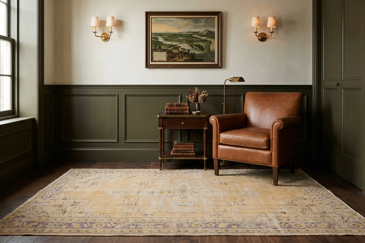 Beige Turkish rug in a styled room
