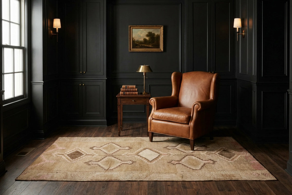 Beige Turkish rug in a styled room