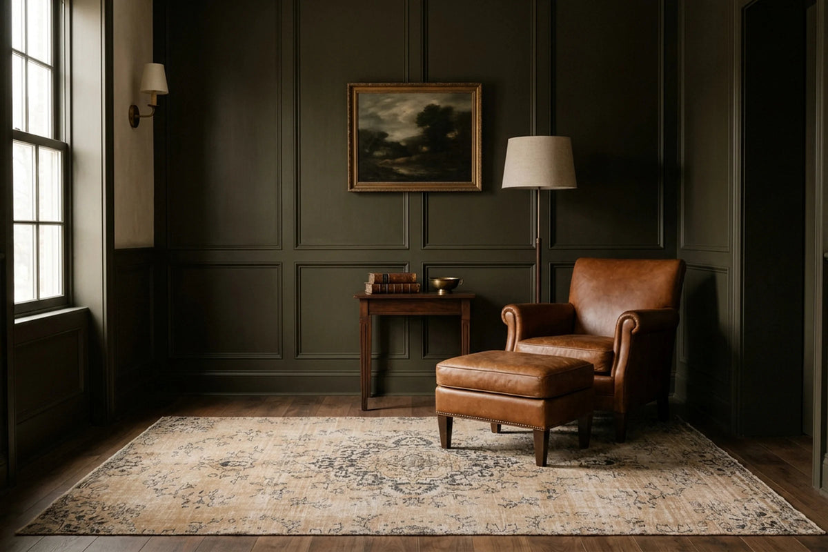 Beige Turkish rug in a styled room