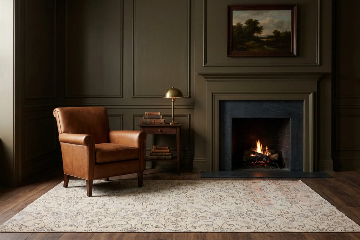 Beige Turkish rug in a styled room