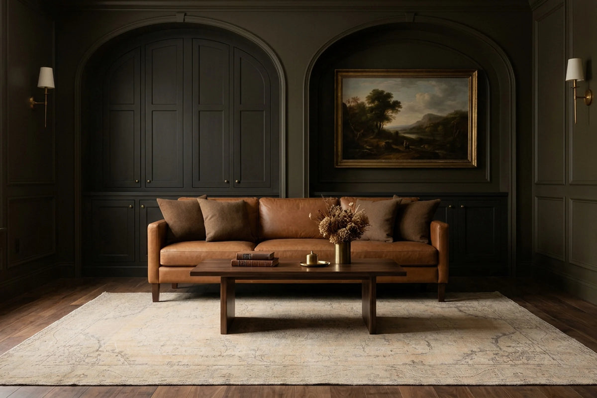 Beige Turkish rug in a styled room