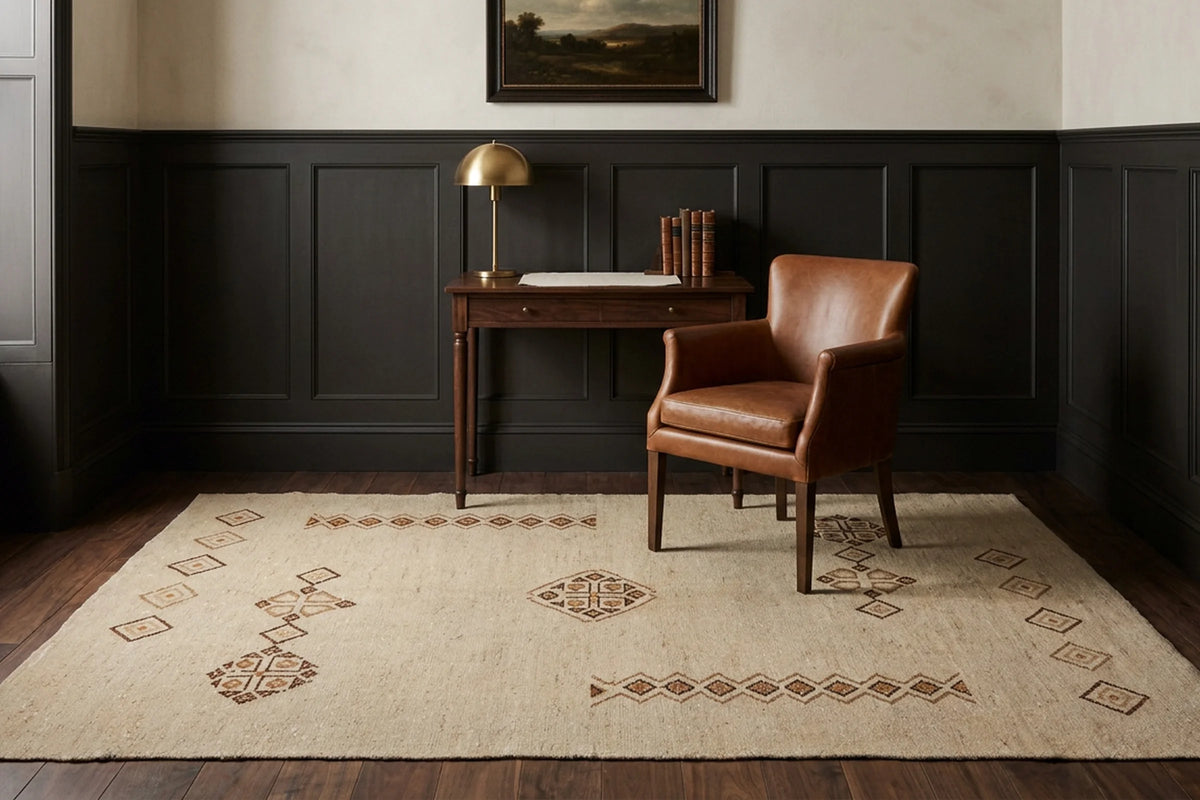 Beige Turkish rug in a styled room