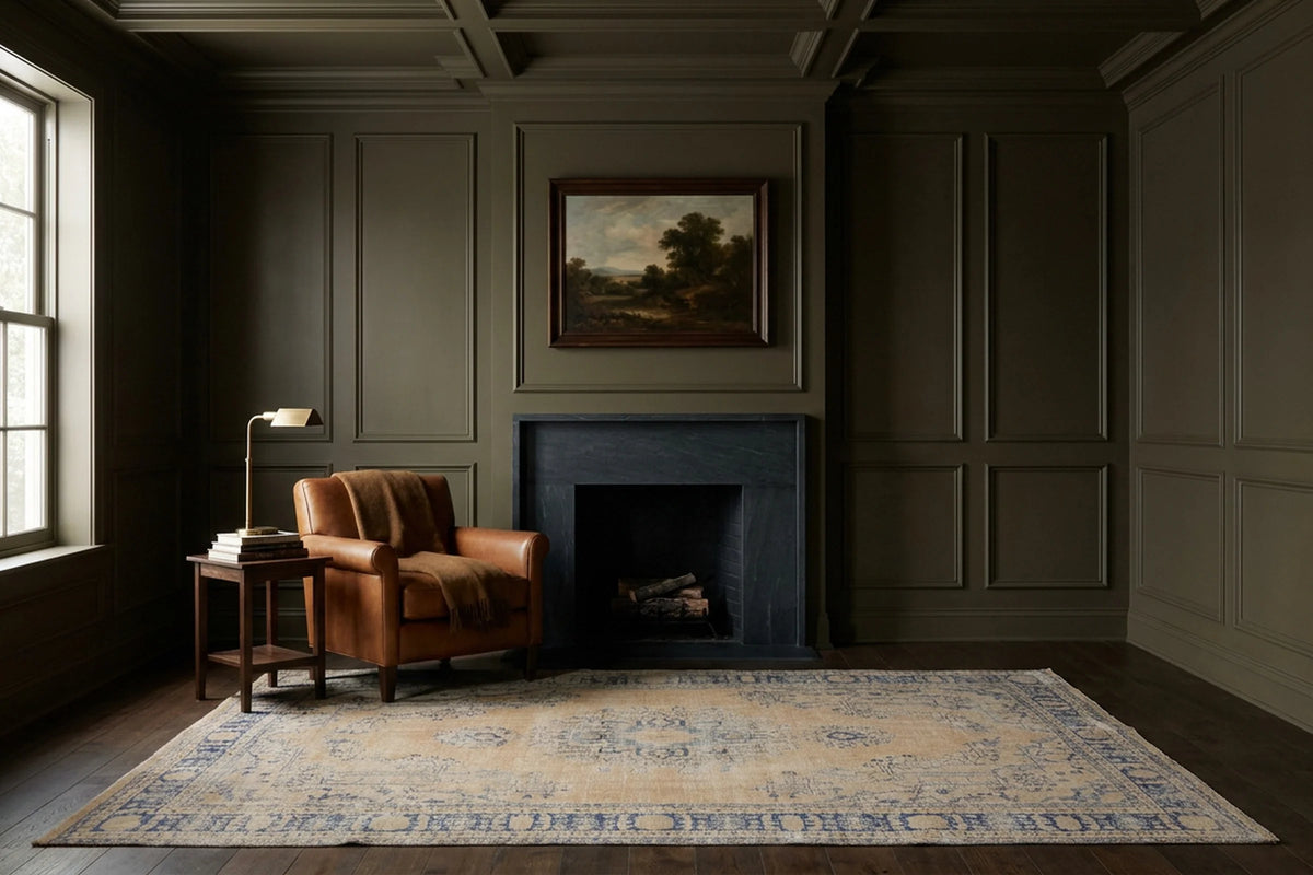Beige Turkish rug in a styled room
