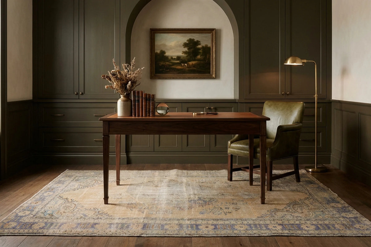 Beige Turkish rug in a styled room