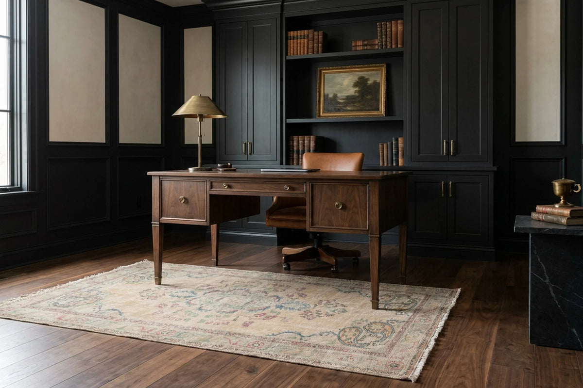Beige Turkish rug in a styled room