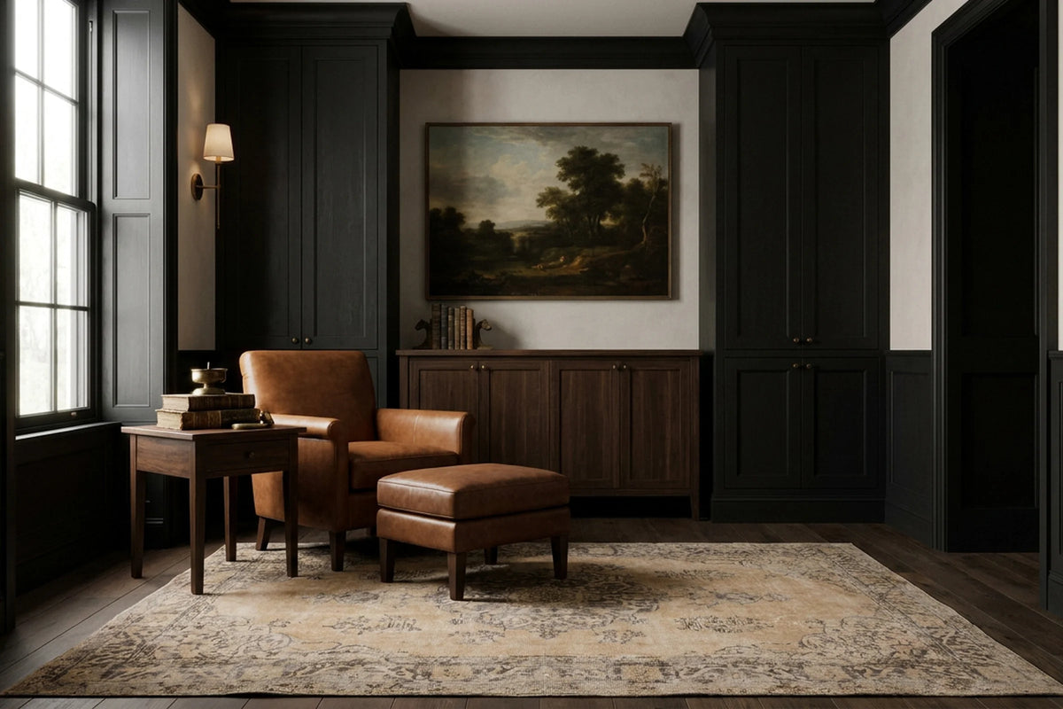 Beige Turkish rug in a styled room