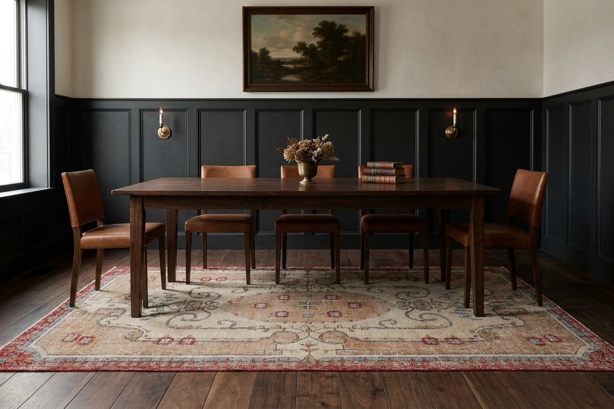 Beige Turkish rug in a dining room