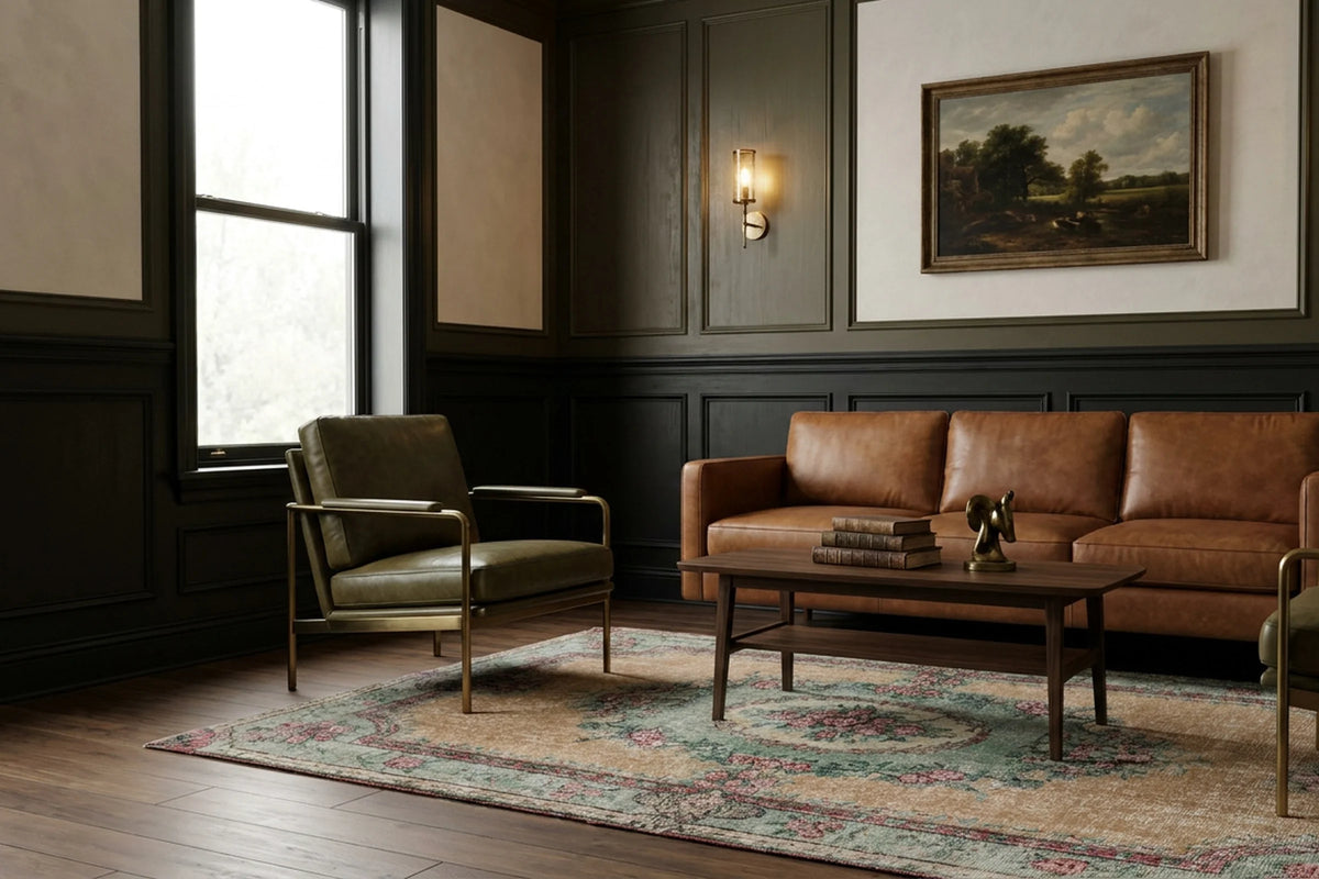 Beige Turkish rug in a styled room