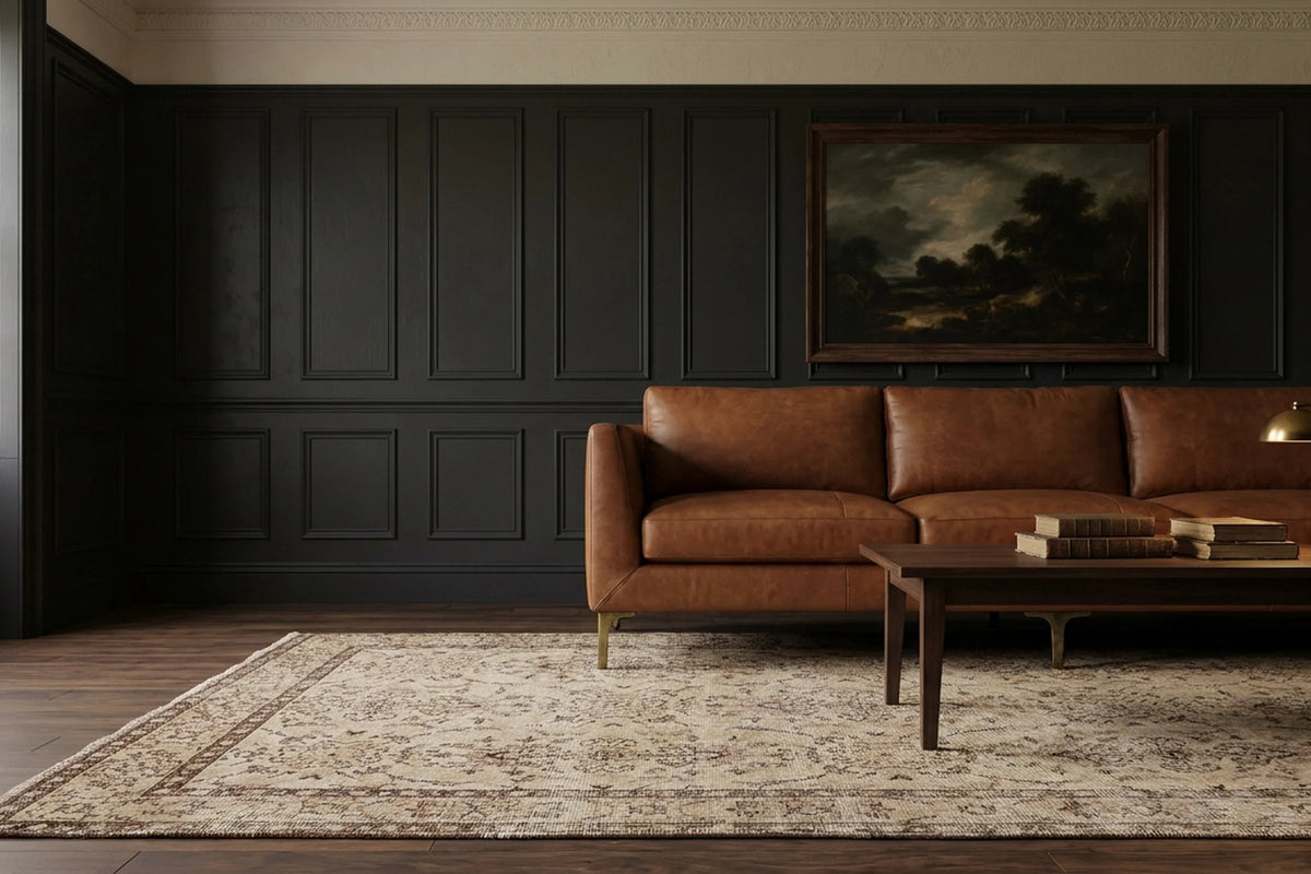 Beige Turkish rug in a styled room