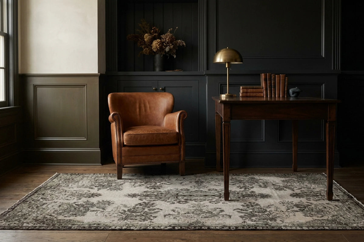 Beige Turkish rug in a styled room