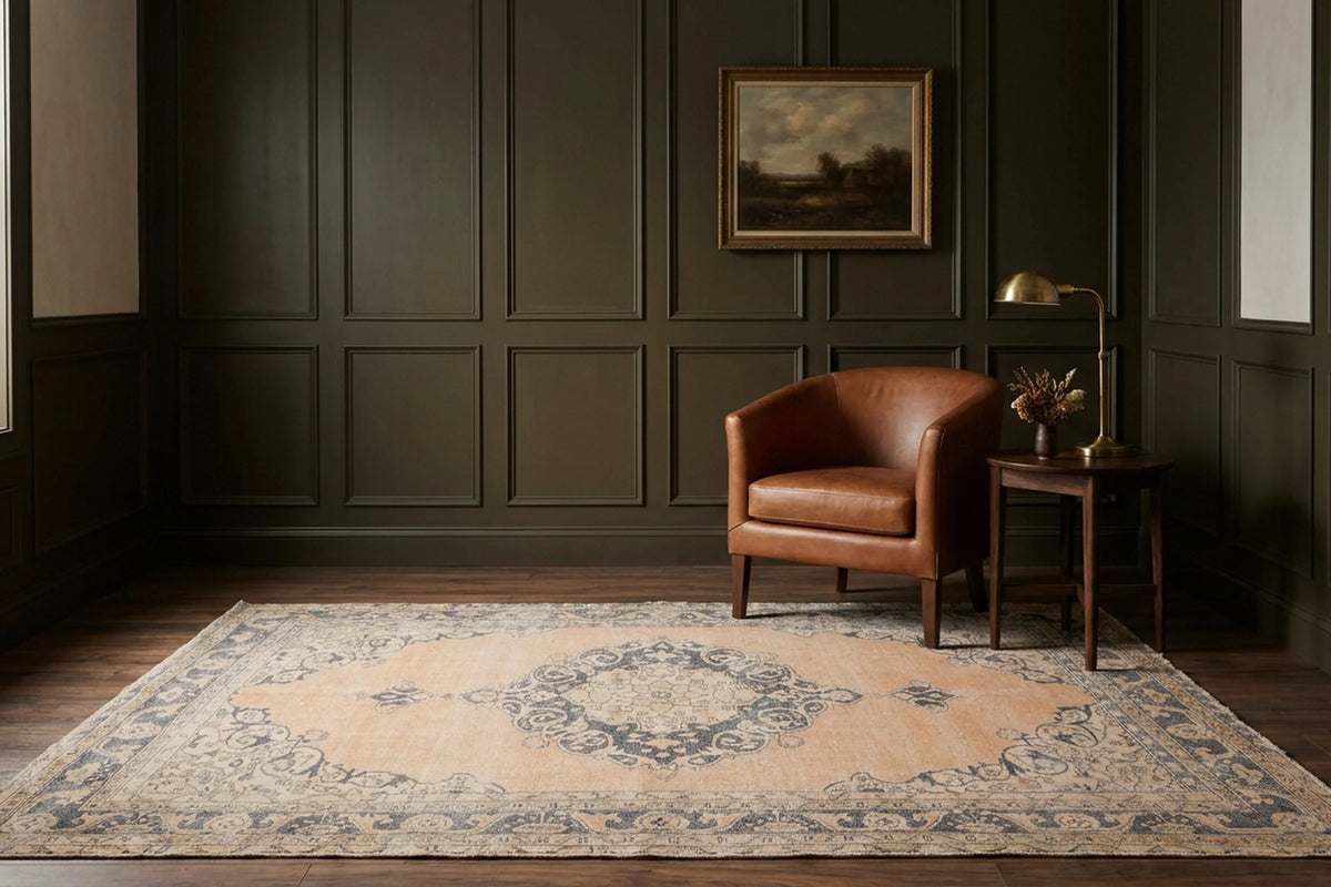 Beige Turkish rug in a styled room
