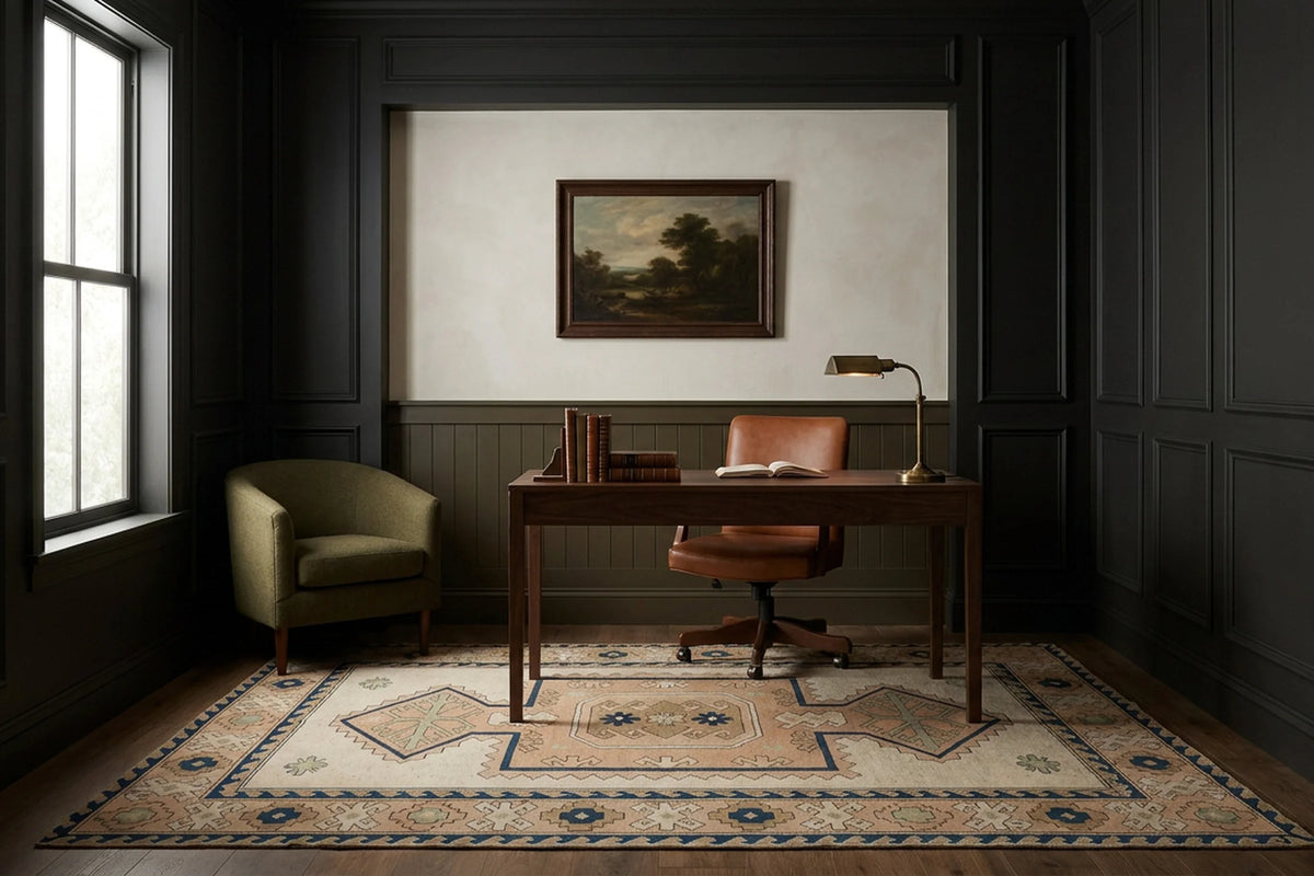 Beige Turkish rug in a styled room
