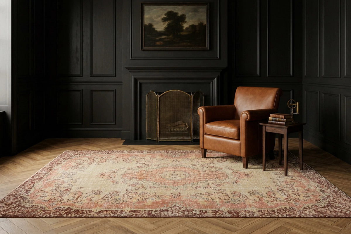 Beige Turkish rug in a styled room