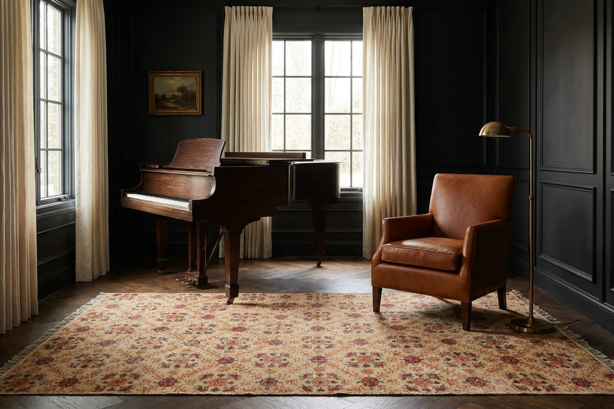 Beige Turkish rug in a styled room