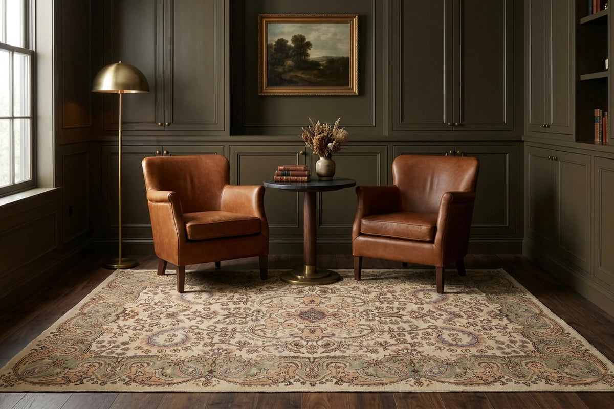 Beige Turkish rug in a styled room