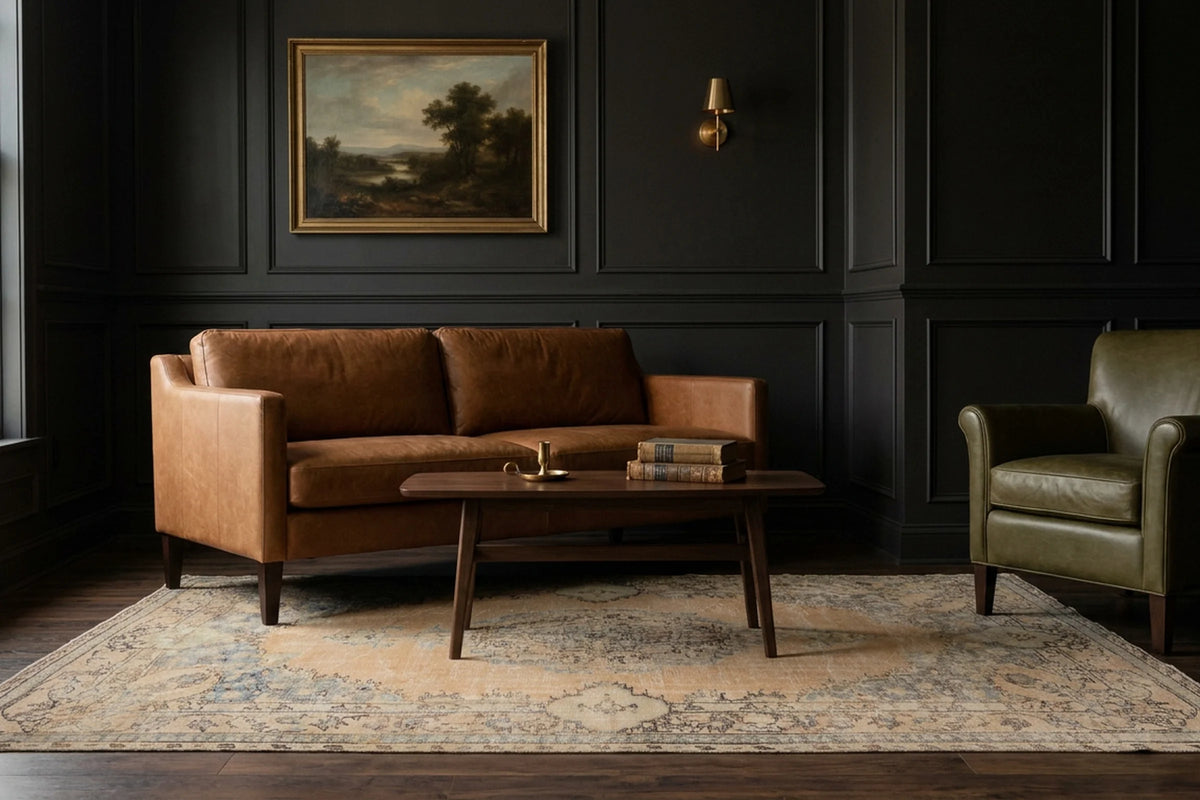 Beige Turkish rug in a styled room