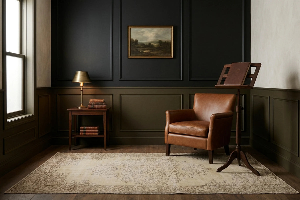 Beige Turkish rug in a styled room
