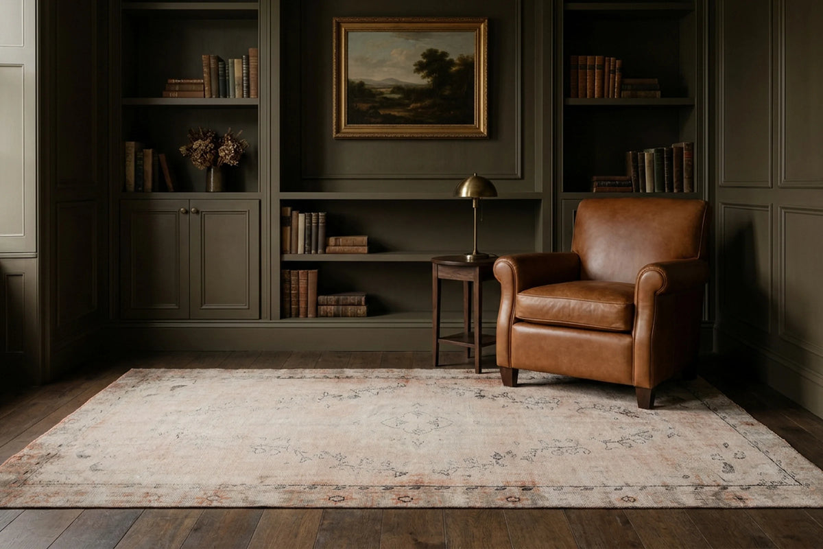 Beige Turkish rug in a styled room