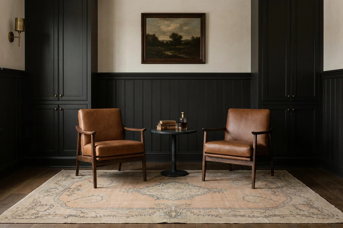 Beige Turkish rug in a styled room