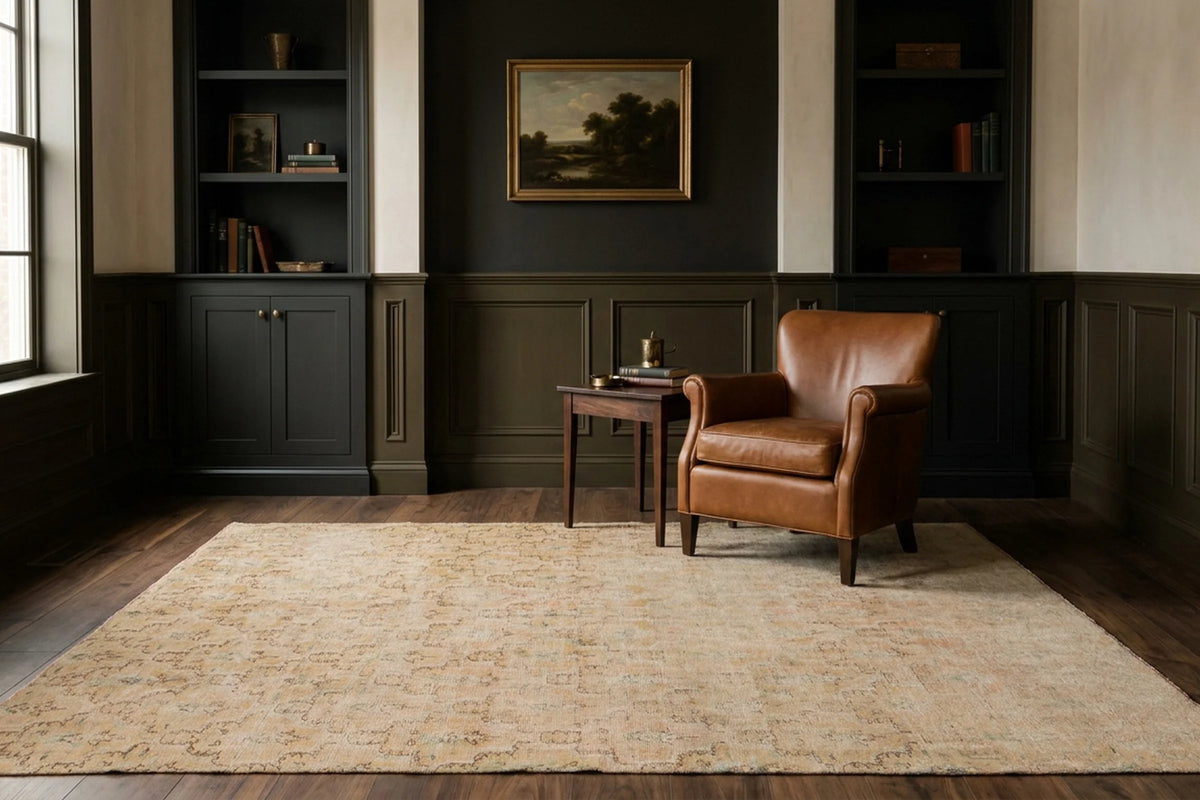 Beige Turkish rug in a styled room