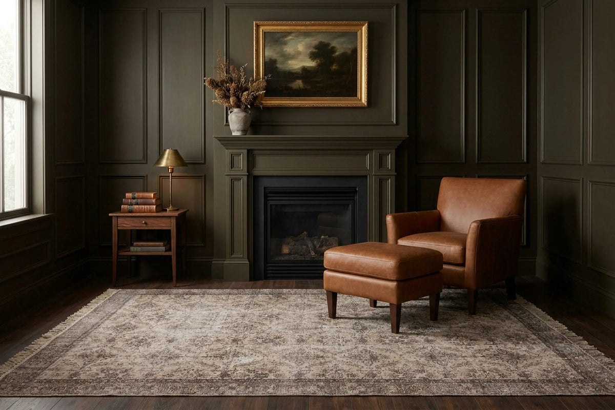 Beige Turkish rug in a styled room