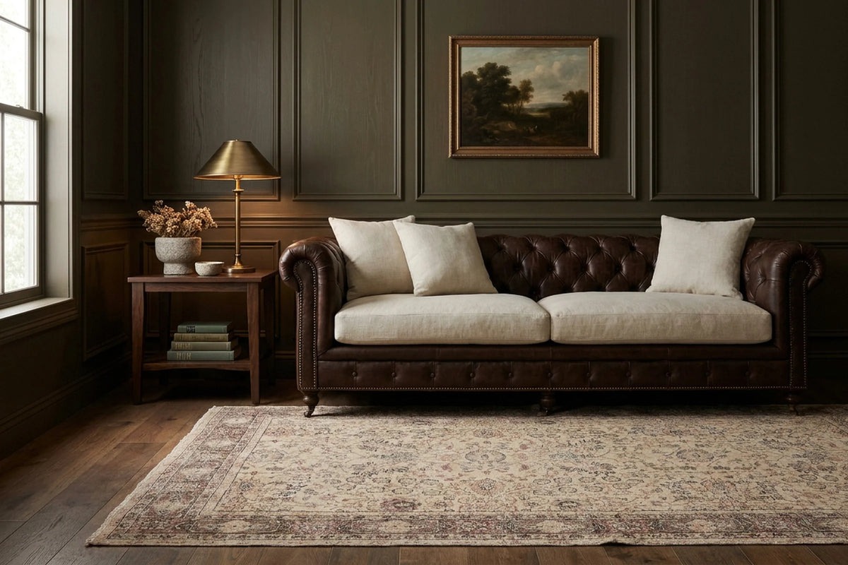 Beige Turkish rug in a styled room