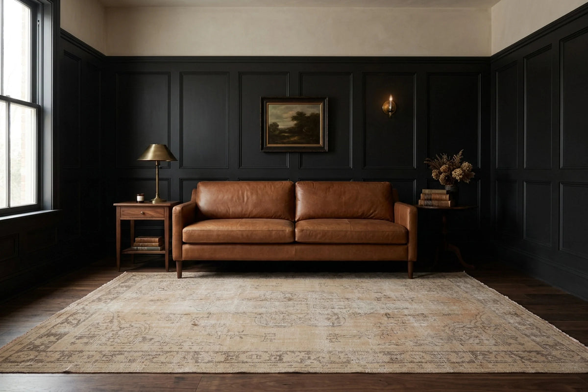Beige Turkish rug in a styled room