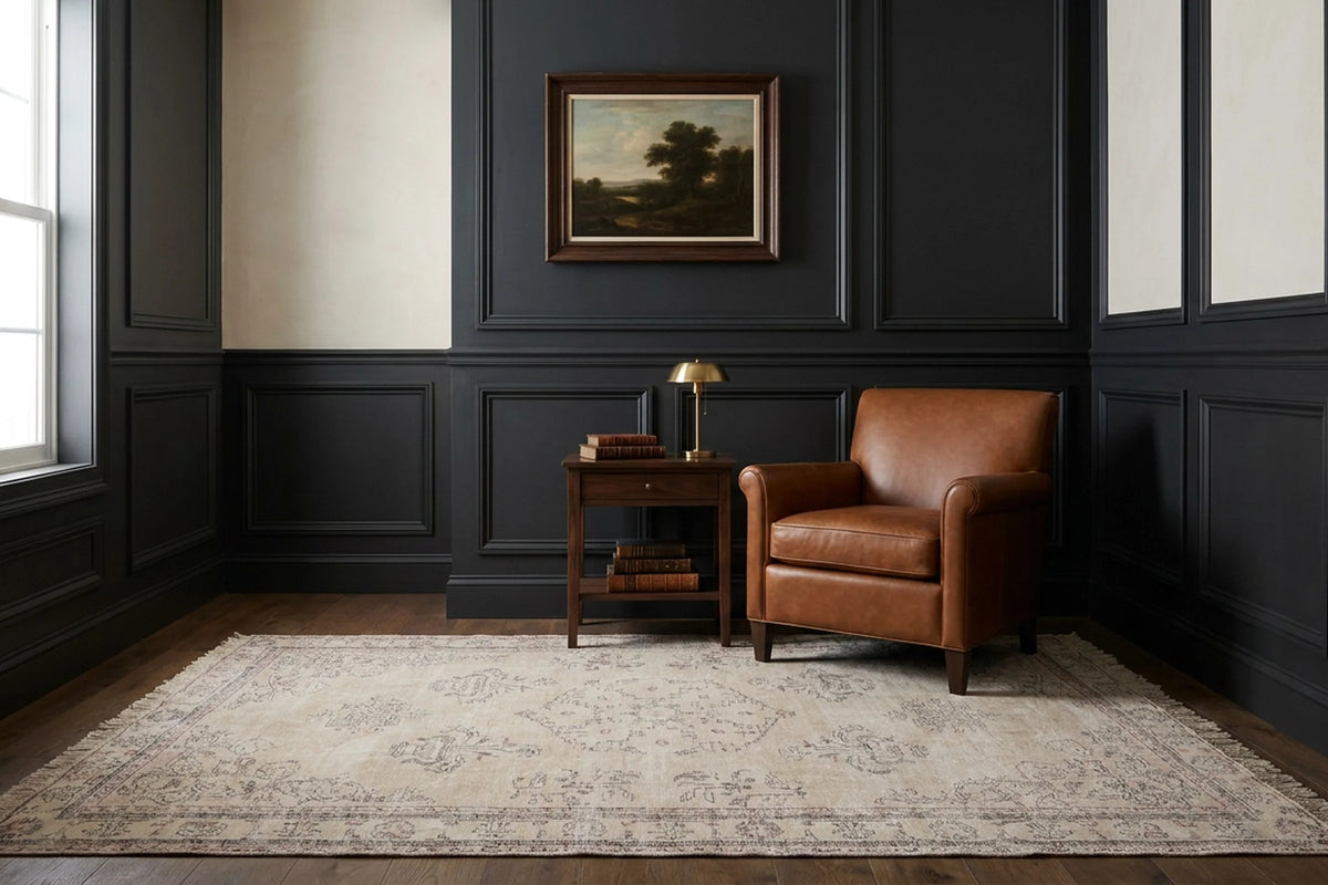 Beige Turkish rug in a styled room