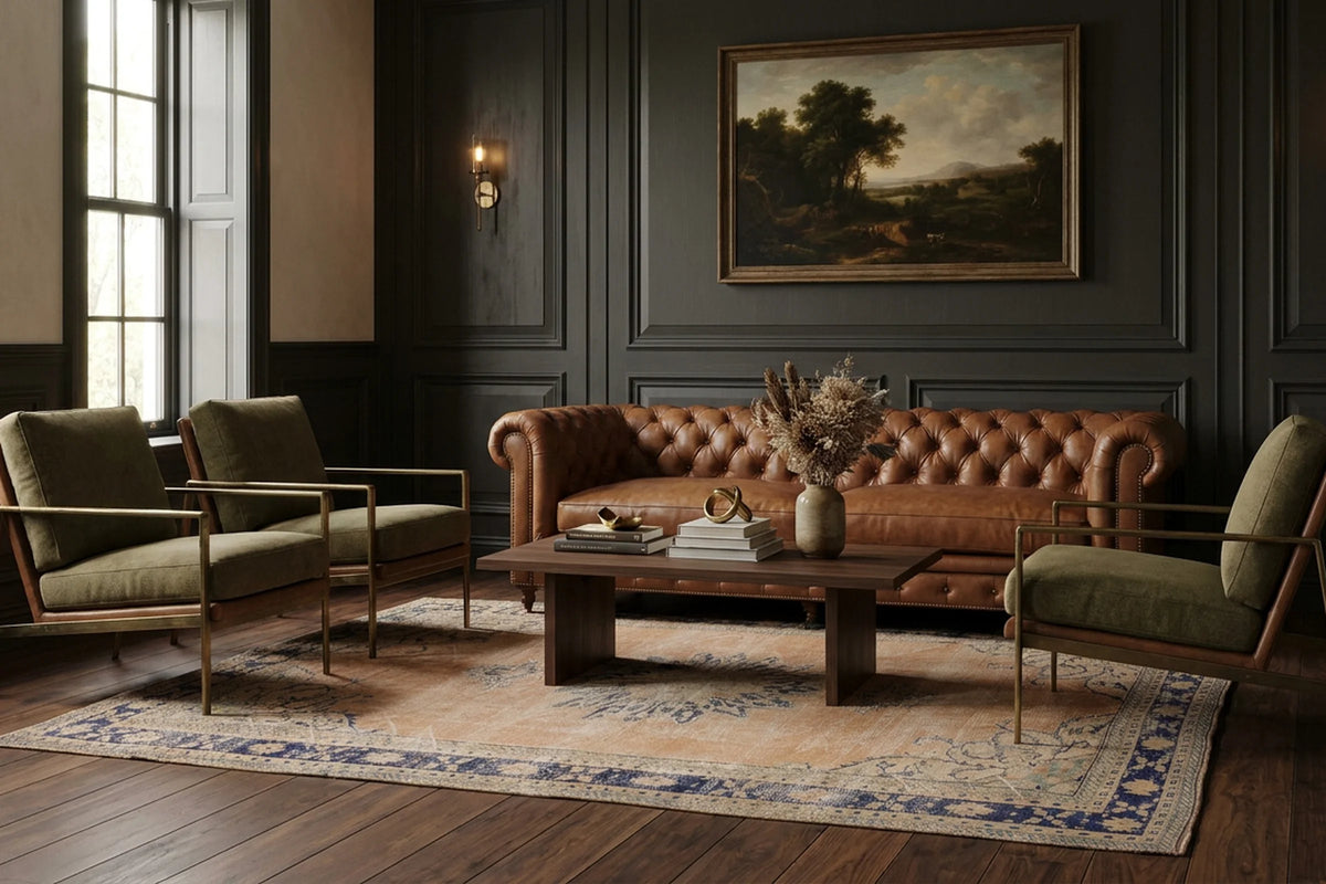 Beige Turkish rug in a styled room