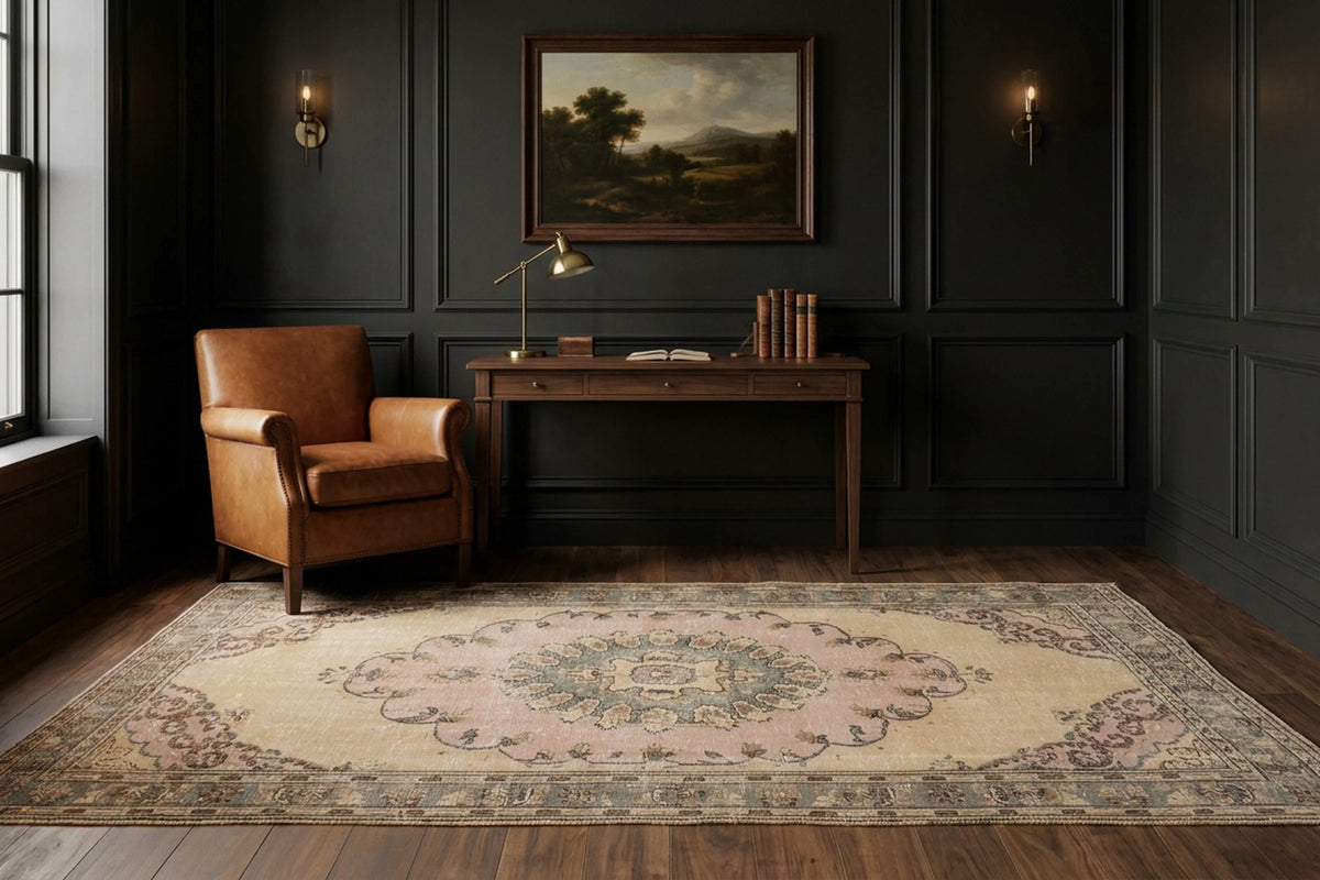 Beige Turkish rug in a study