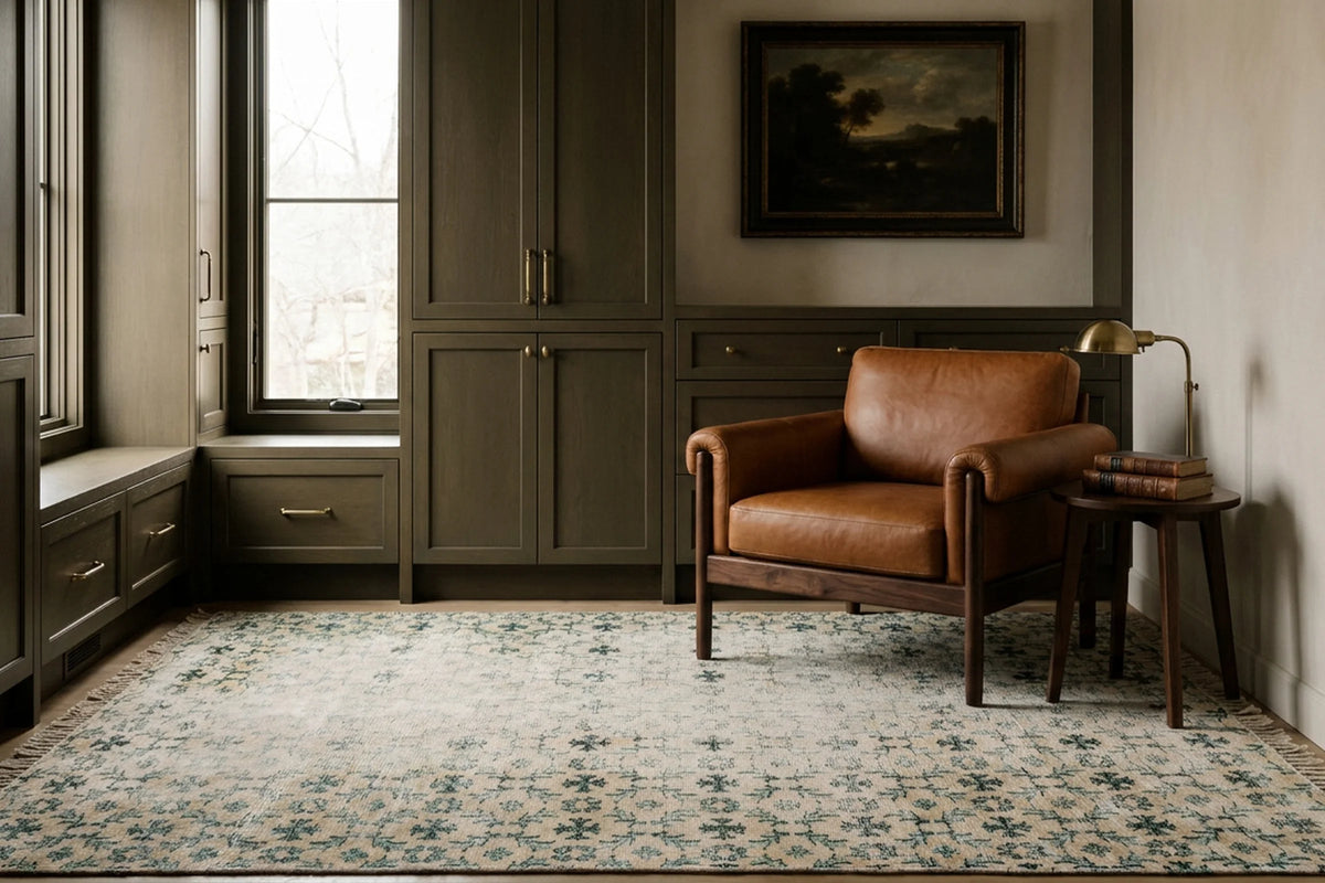 Beige Turkish rug in a styled room