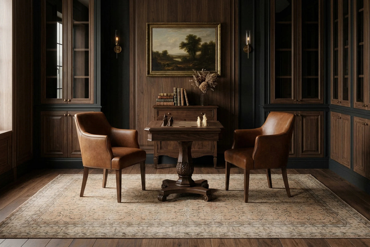 Beige Turkish rug in a styled room