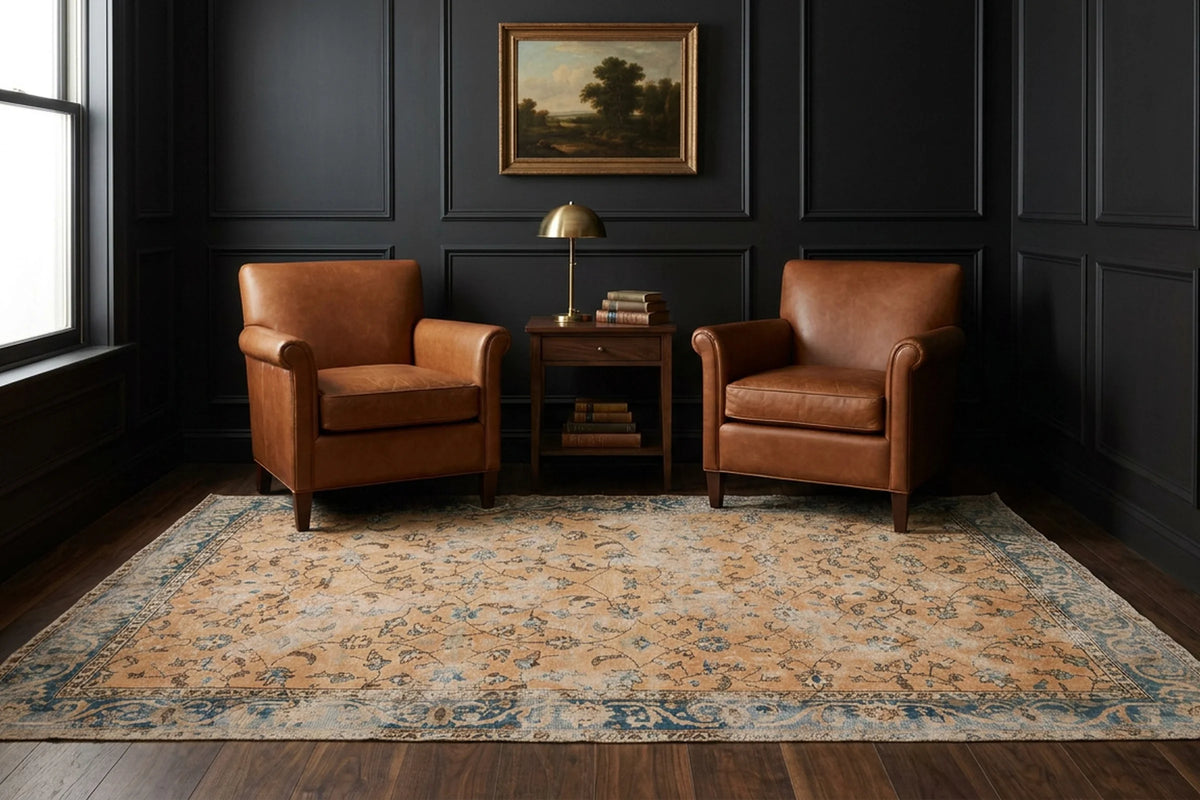 Beige Turkish rug in a styled room