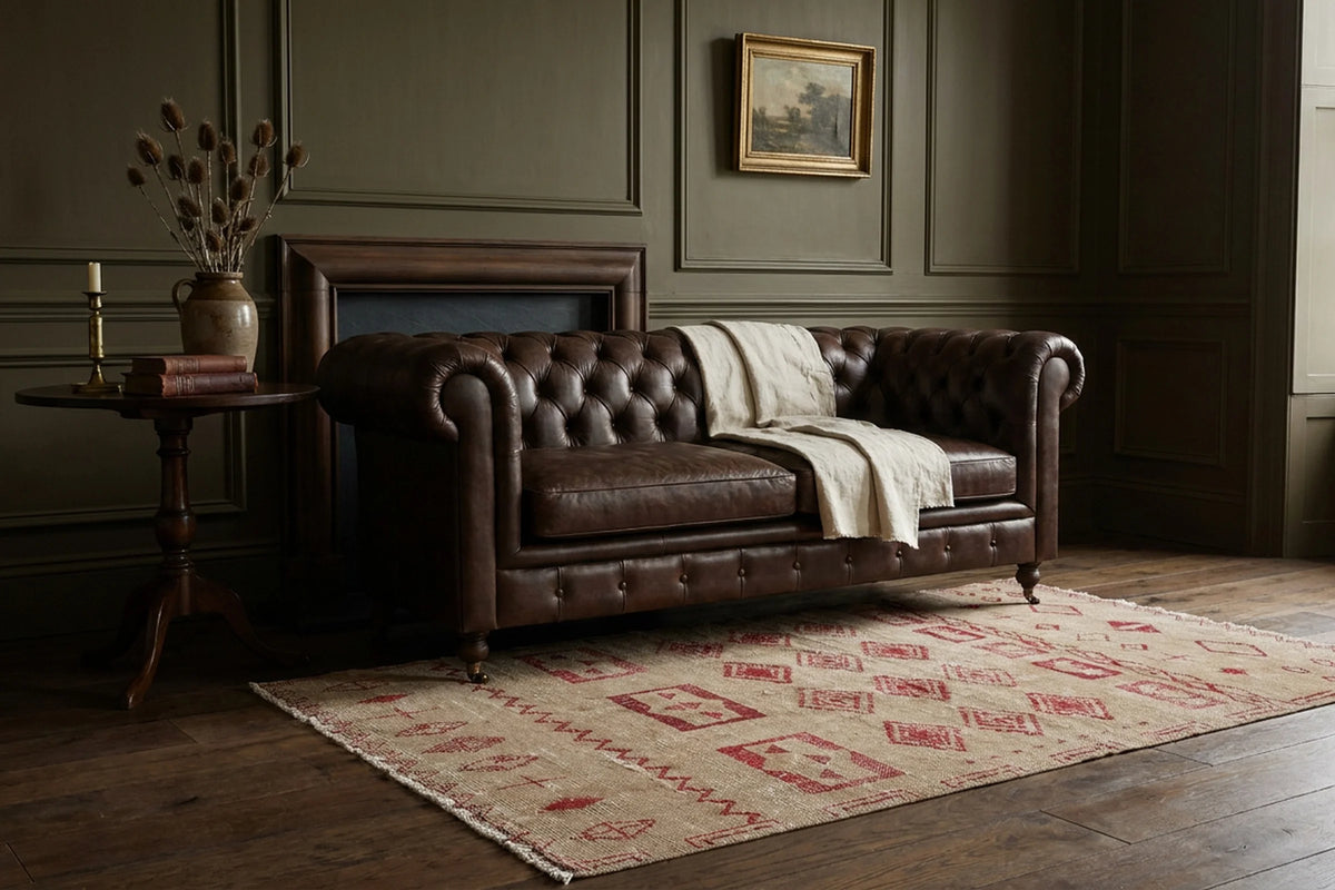 Beige Turkish rug in a styled room