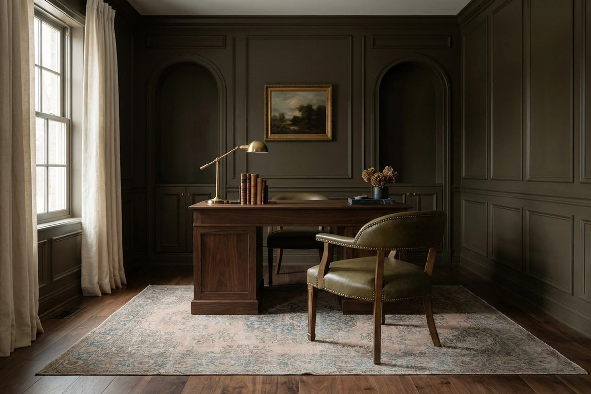 Beige Turkish rug in a styled room