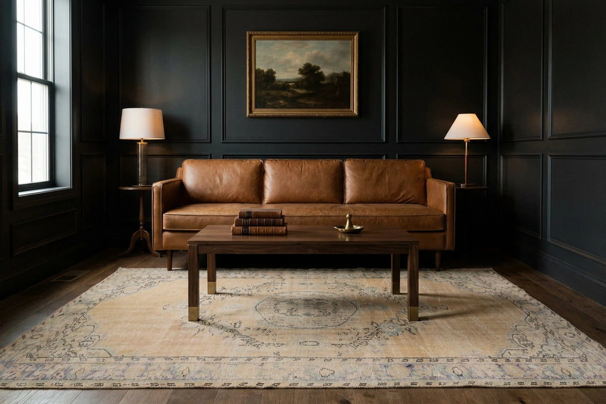 Beige Turkish rug in a styled room